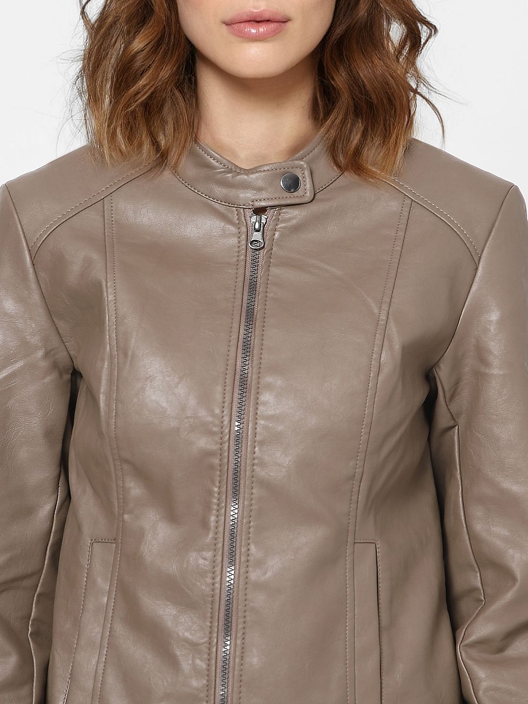 express tan leather jacket