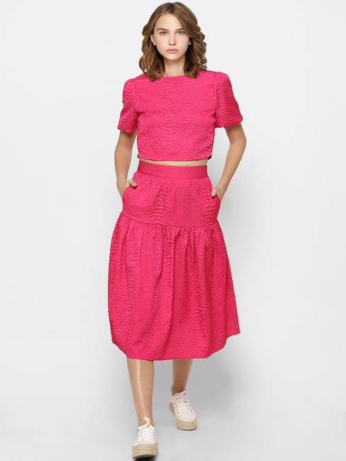 Pink Textured Co-ord Top