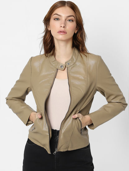 Brown Faux Leather Jacket