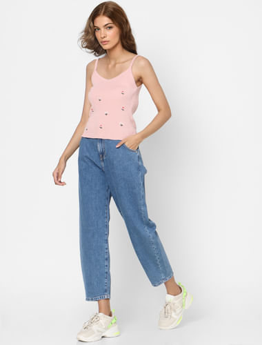 Blue High Rise Slouchy Fit Jeans