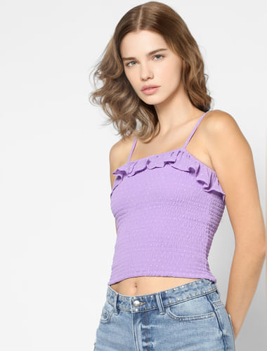 Purple Strappy Smocked Top