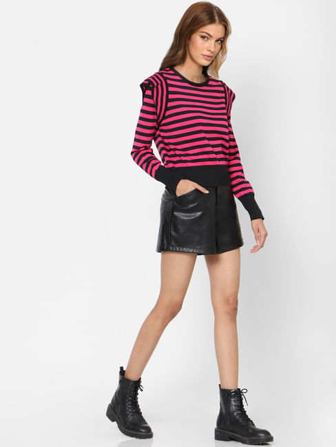 Black & Pink Striped Pullover