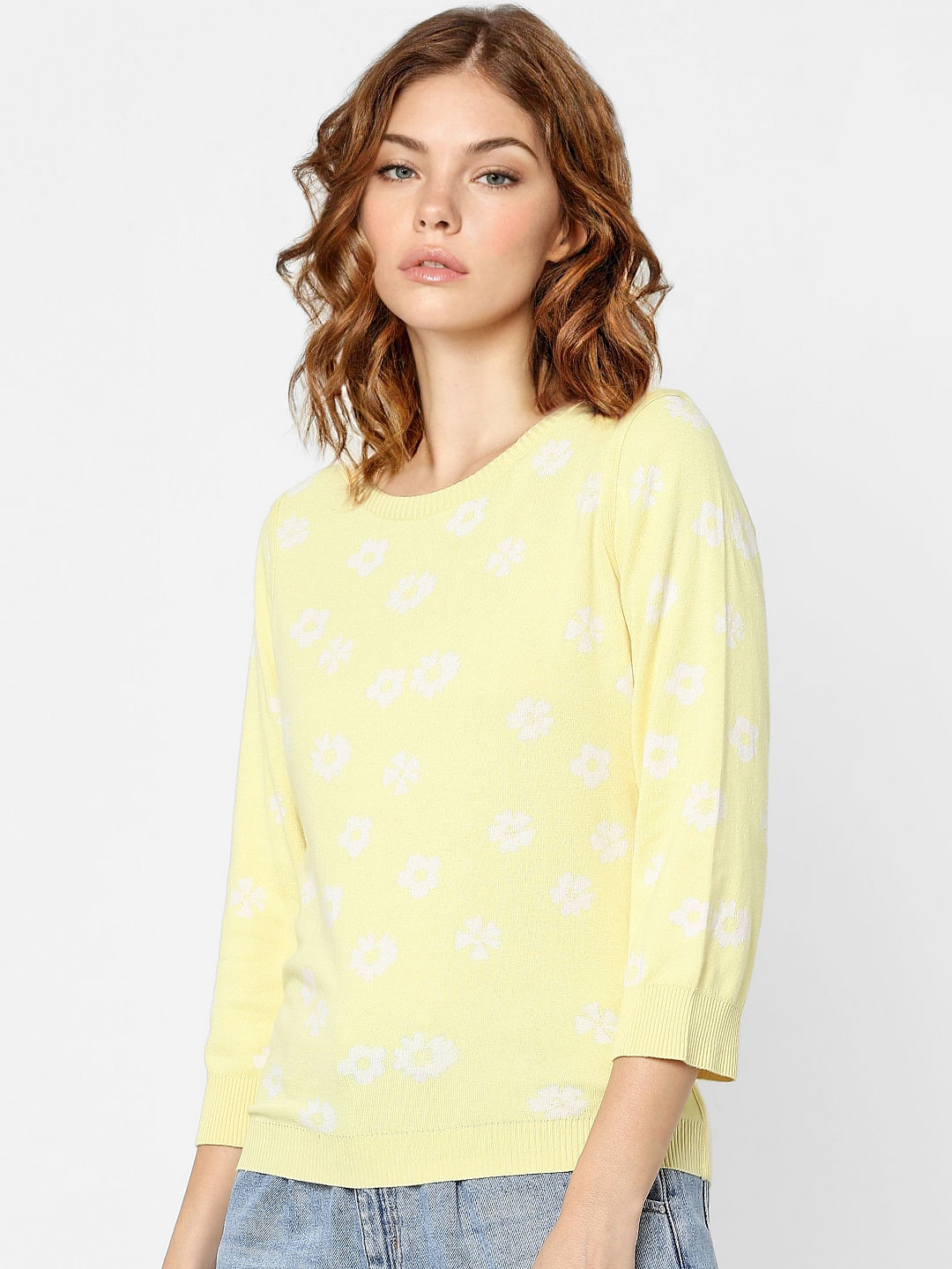 Yellow on sale floral sweater