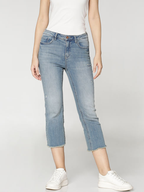 Blue Mid Rise Sweet Flare Jeans 
