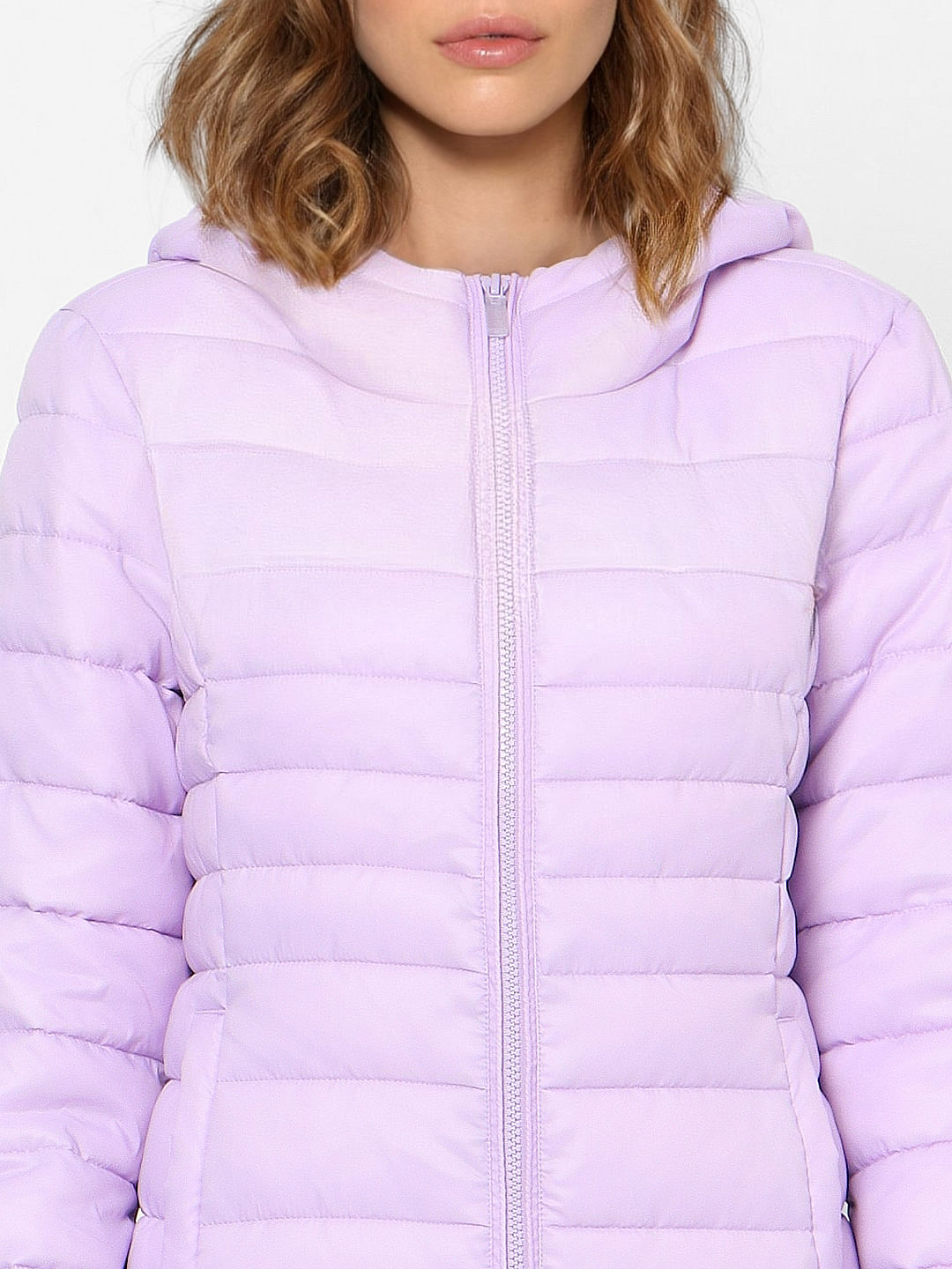 pink and purple puffer jacket