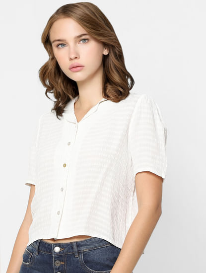 White Cropped Shirt