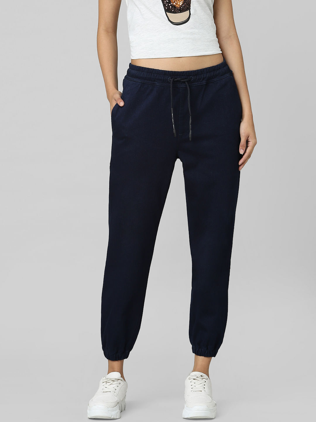 Buy Miss Chase Blue Relaxed Fit Lightly Washed Jogger Jeans for Women  Online @ Tata CLiQ