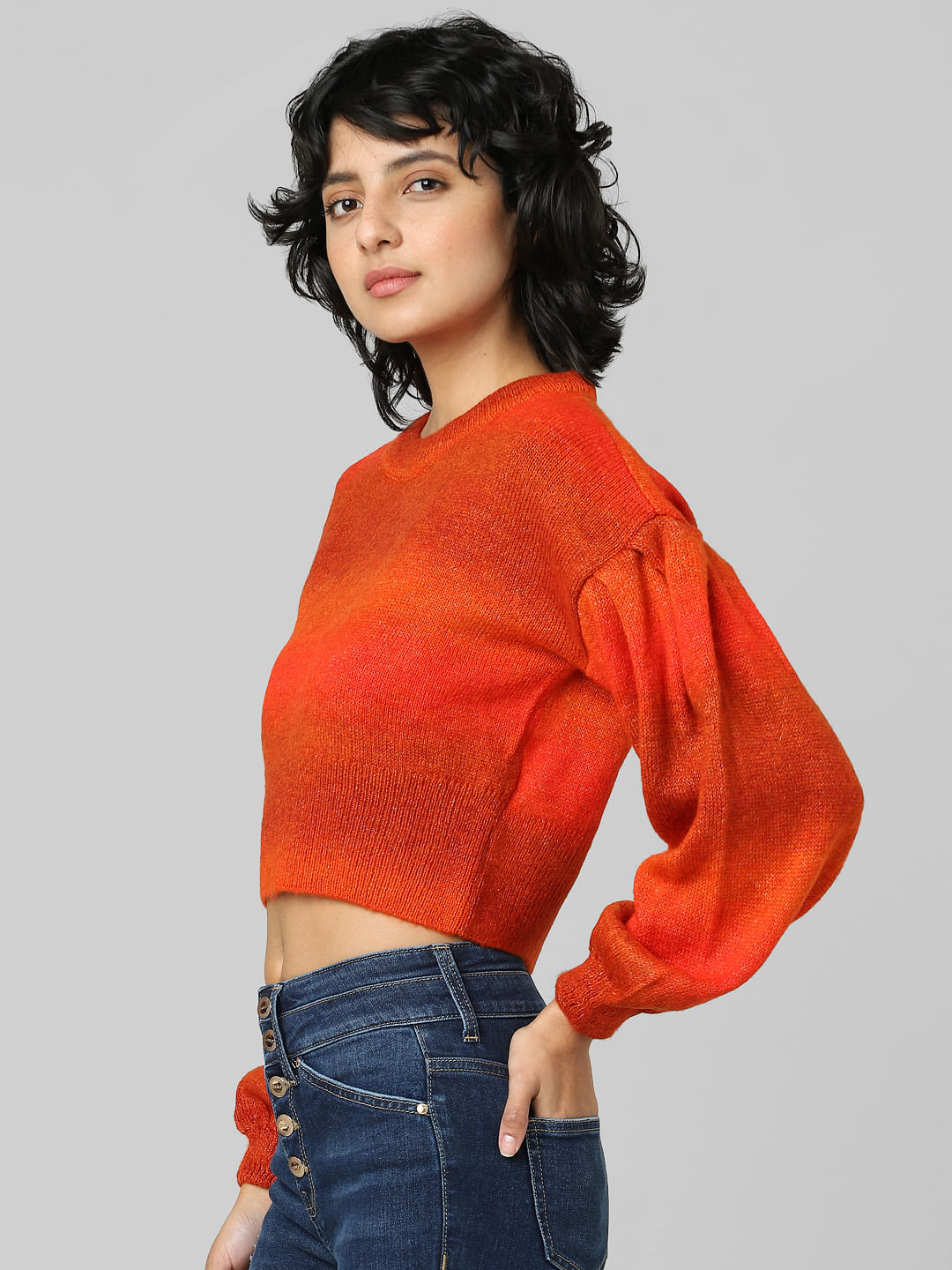 Red cropped clearance jumper