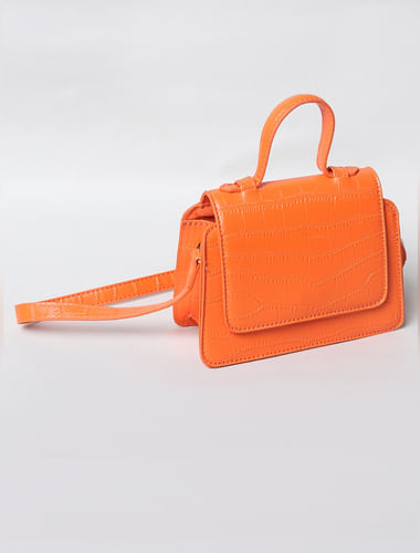 Orange Croc Embossed Sling Bag