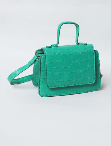 Green Croc Embossed Sling Bag
