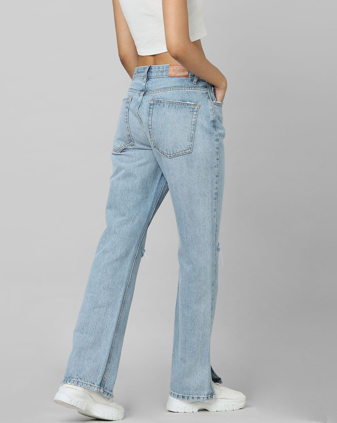 Light Blue High Rise Straight Fit Jeans