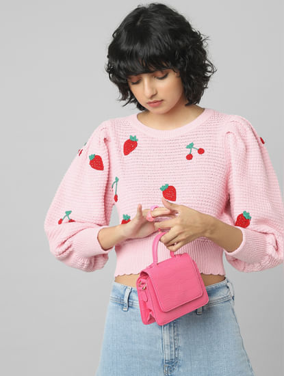 Pink Puff Sleeves Pullover
