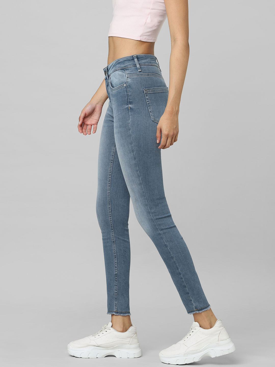 Blue Mid Rise Skinny Jeans