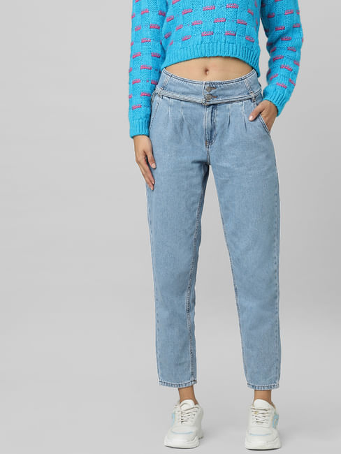 Blue High Rise Carrot Fit Jeans