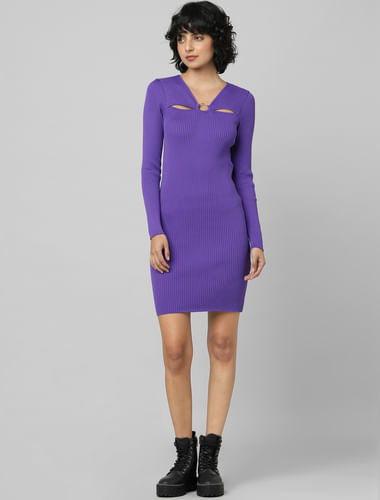 Purple Cut-Out Bodycon Dress