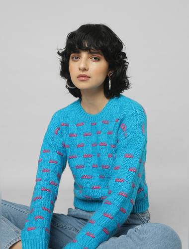 Blue Printed Pullover