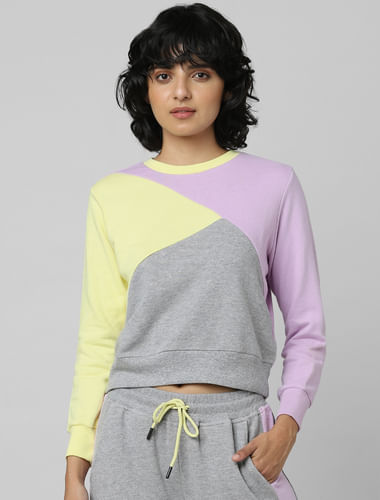 Grey Colourblocked Co-ord Sweatshirt