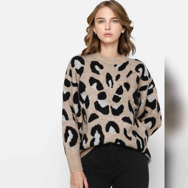 

BESTSELLER CLOTHING Beige Animal Print Pullover