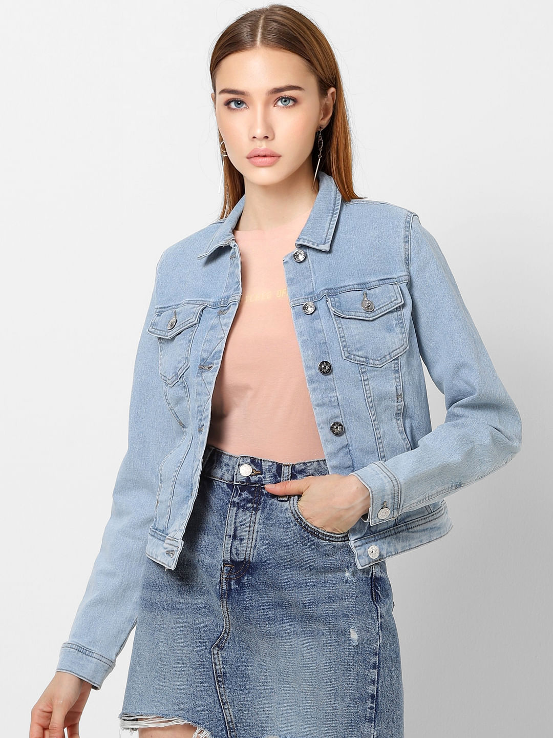 light blue denim jacket girls