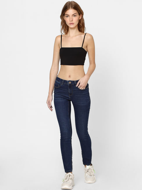 Blue Mid Rise Skinny Fit Jeans 