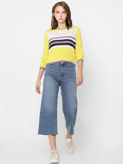 Yellow Striped Knit Pullover