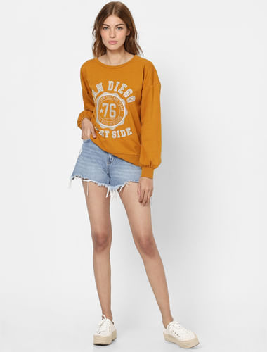 Orange Printed Sweatshirt