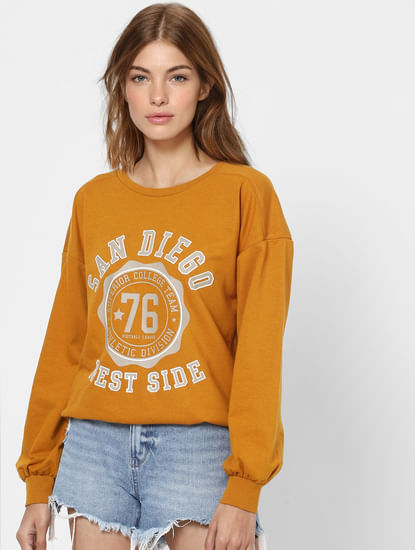 Orange Printed Sweatshirt