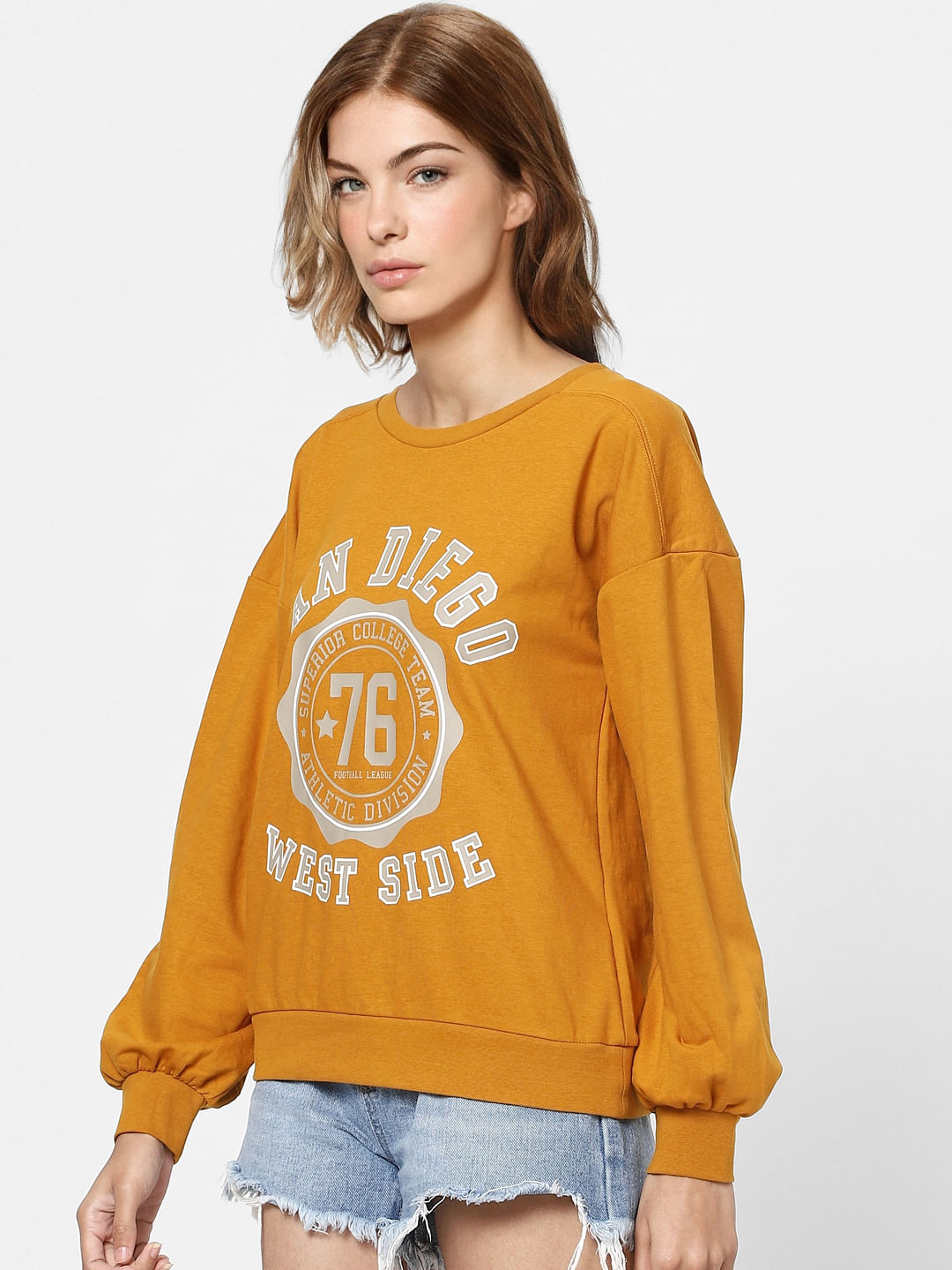 Orange sweatshirt womens sale