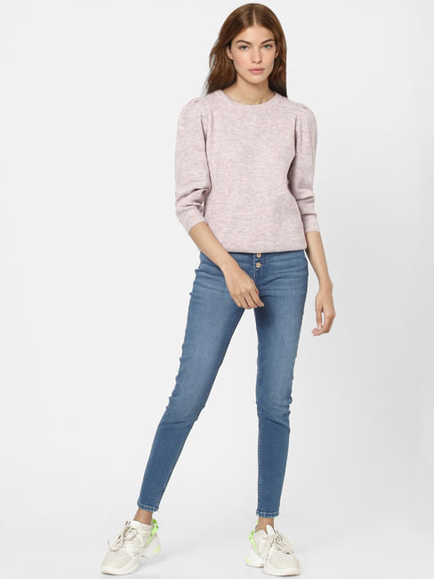 Pink Puff Sleeves Pullover