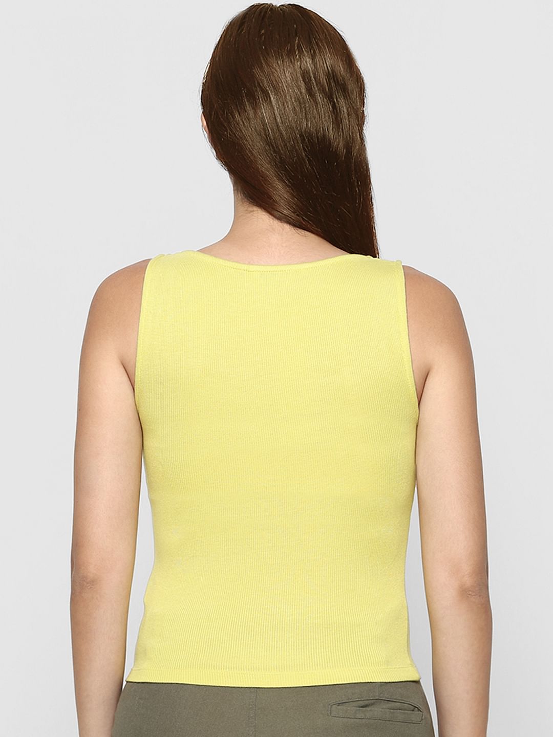 yellow knit tank top