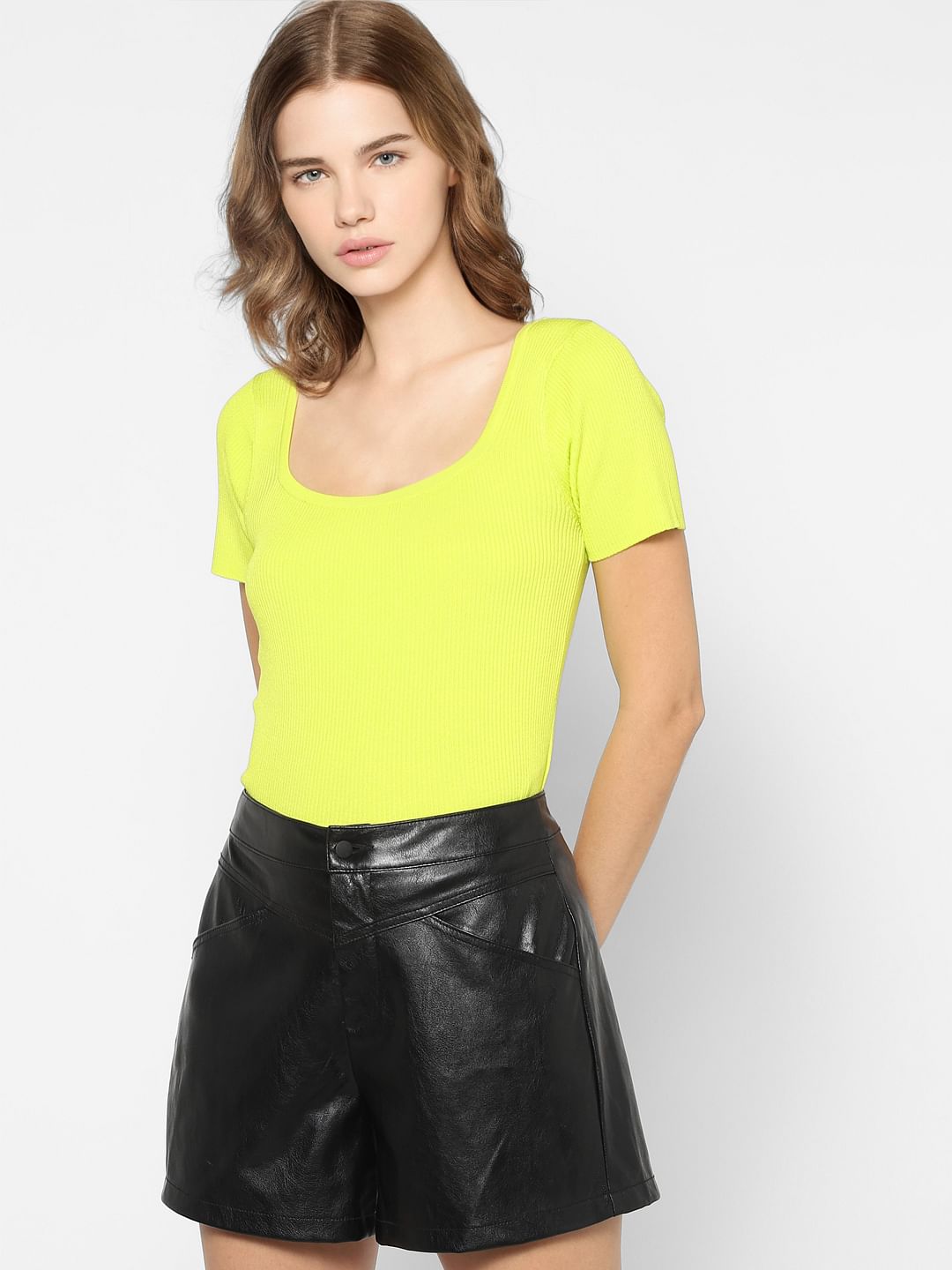 Yellow on sale short top