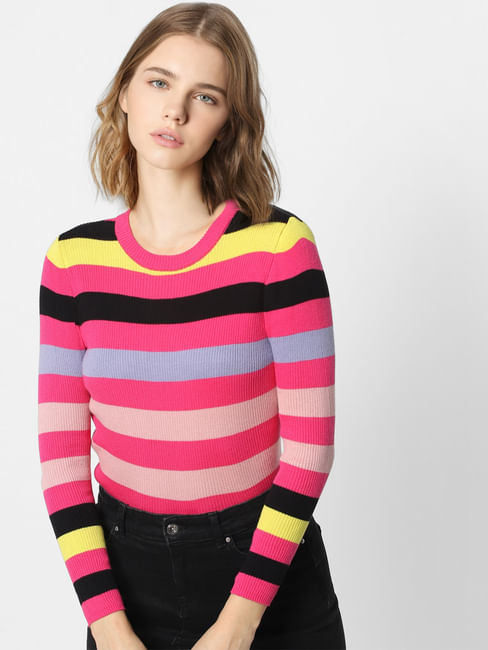 Pink Striped Knit Top