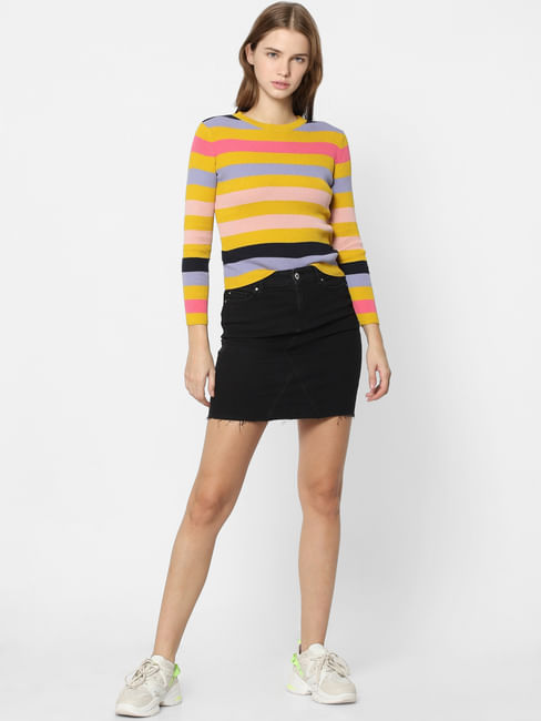 Yellow Striped Knit Top