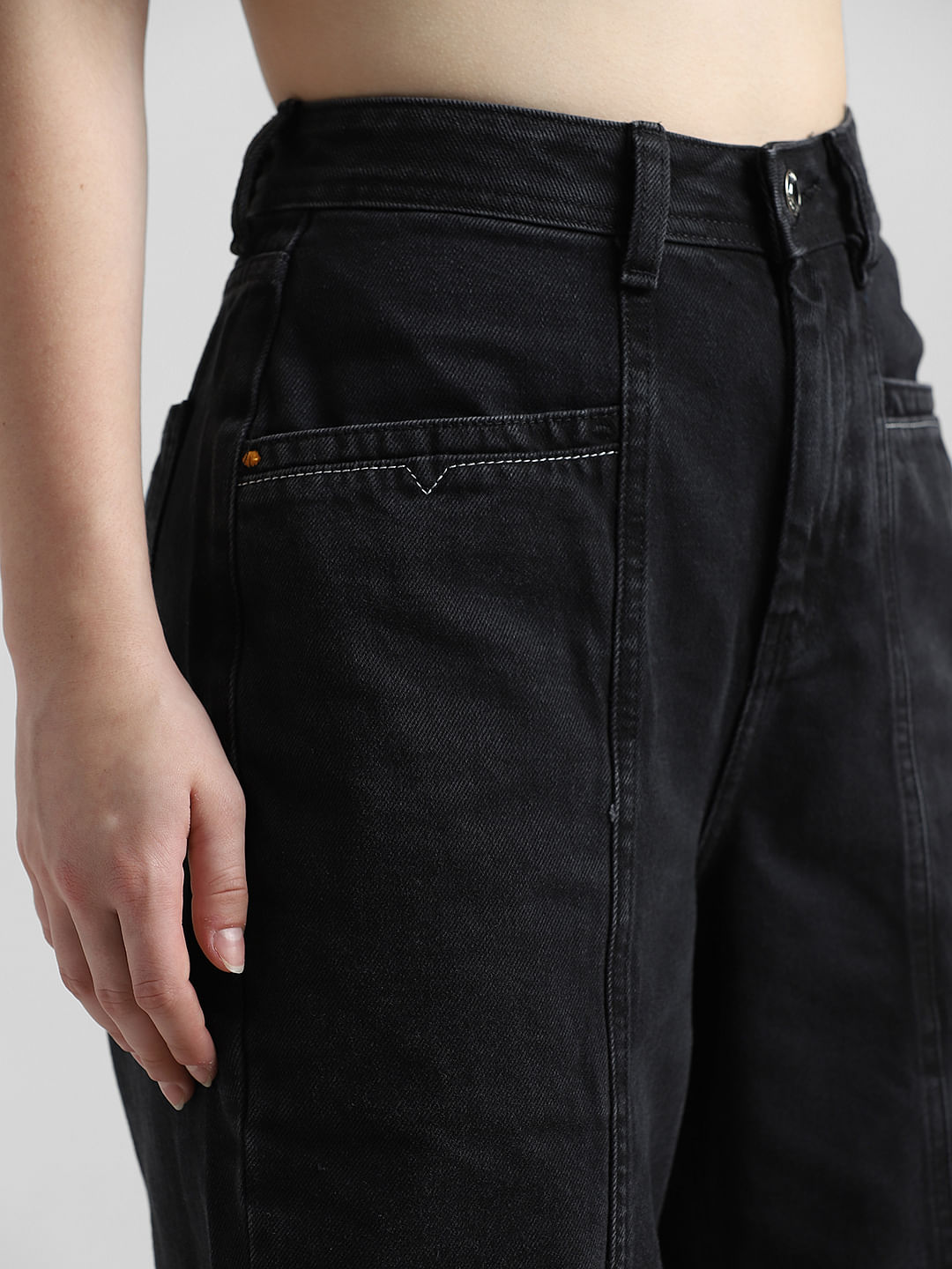 Nanaco Man Loose Baggy Jeans Hiphop Skateboard Embroidery Denim Slacks Pants  Men's Black Trousers Chinese Size 30-46
