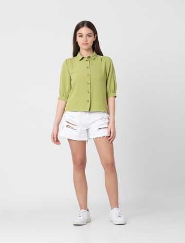 Green Crinkled Shirt