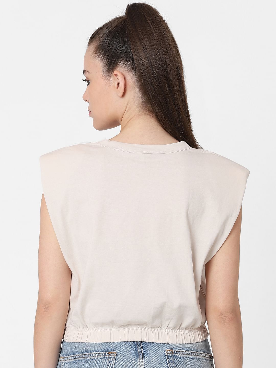 Buy Beige Organic Cotton Shoulder Pad Top ONLY 237418701