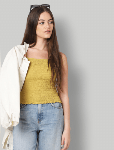 Yellow Smocked Strappy Top