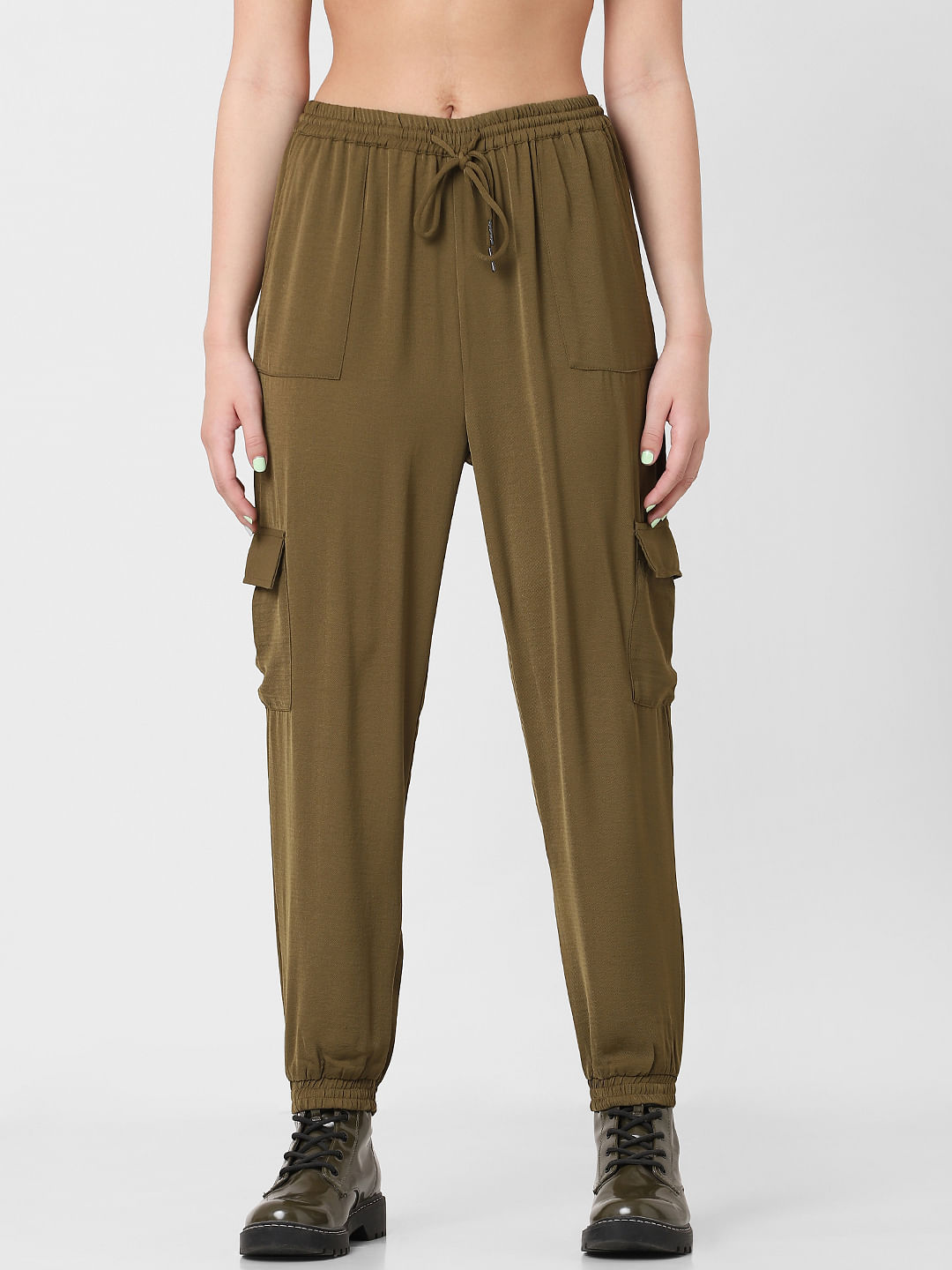 Olive green jogger pants  HOWTOWEAR Fashion