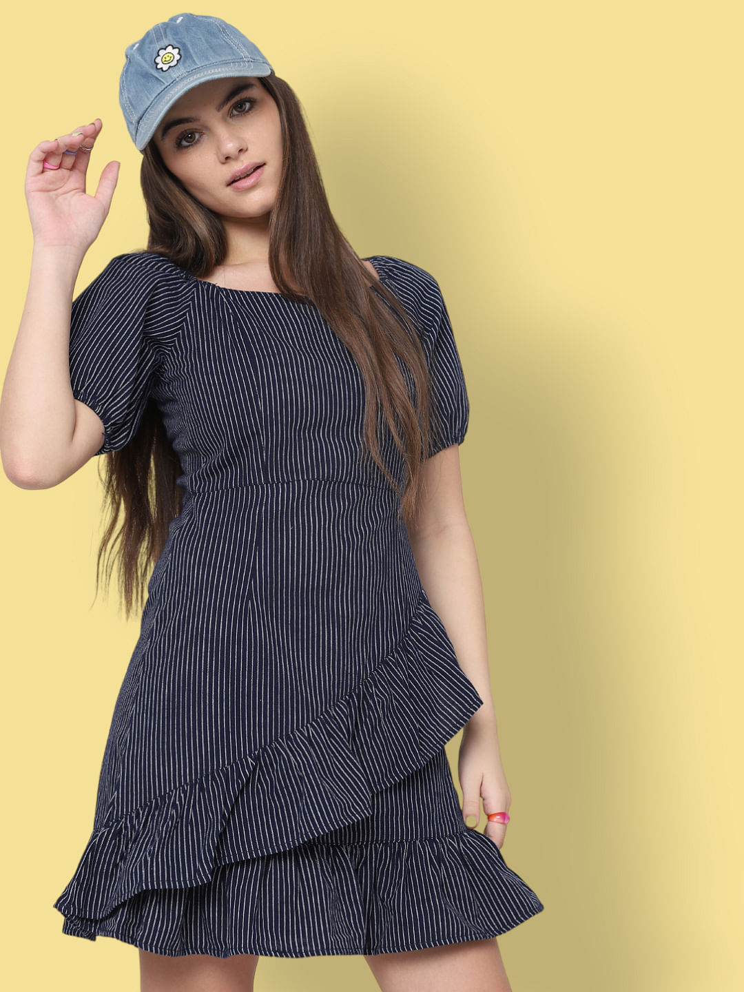 Buy Blue Denim Striped Dress for Women | ONLY | 269175601