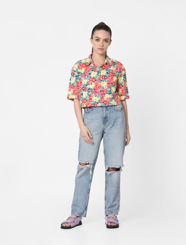 X FLABJACKS Multi-coloured Floral Cropped Shirt