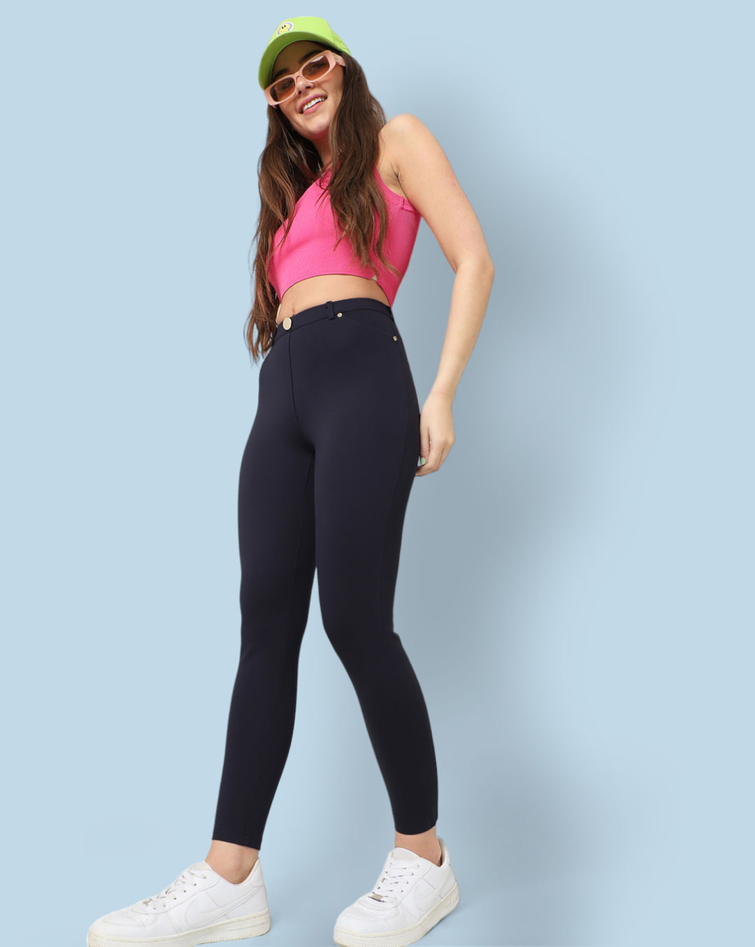 Buy IN THE NAME OF FITNESS BLUE HIGH WAISTED TIGHTS for Women Online in  India