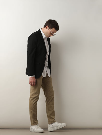 Beige Mid Rise Chino Pants