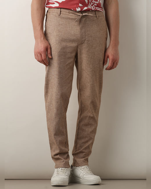 Brown Mid Rise Casual Pants