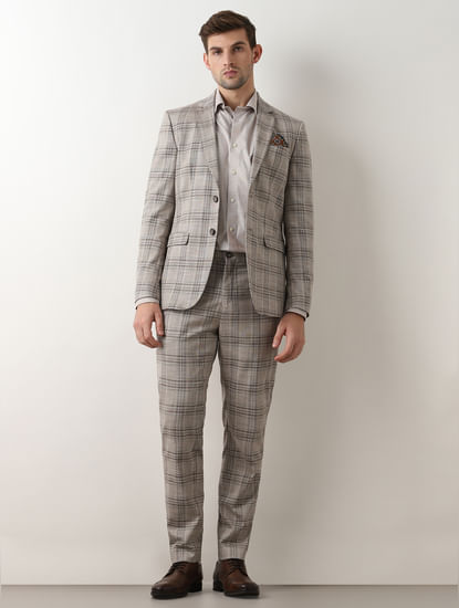 Light Brown Check Suit-Set Trouser