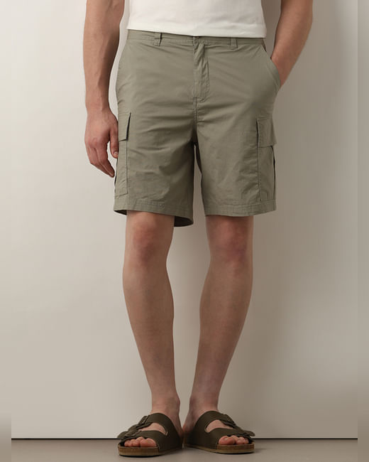Green Mid Rise Cargo Shorts