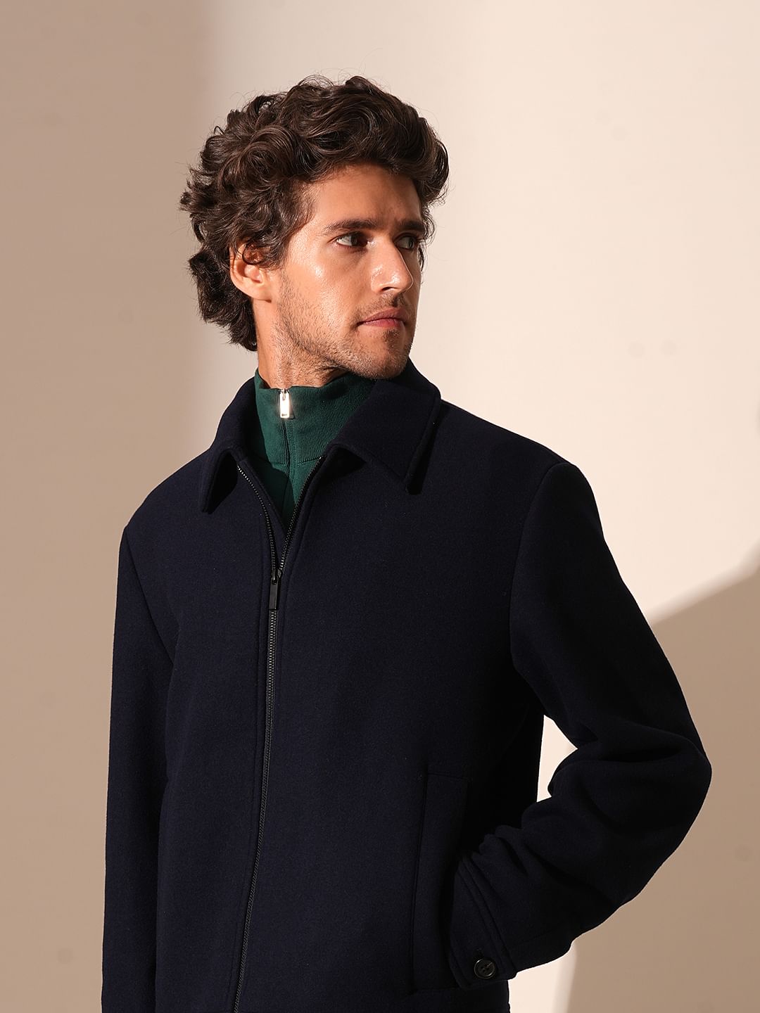 SELECTED HOMME BLUE ZIPPED JACKET SELECTED HOMME BLUE ZIPPED JACKET