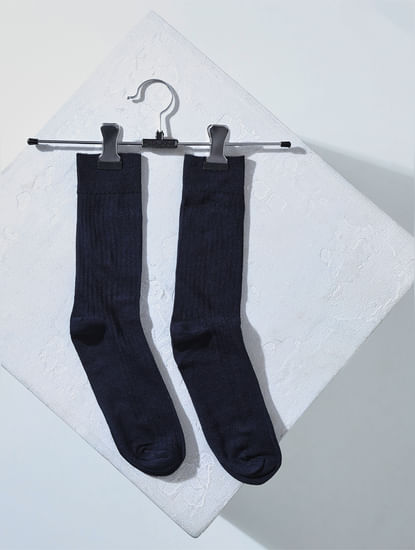 Dark Blue Ribbed Socks