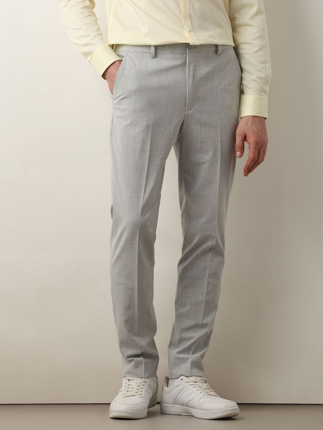Buy Arrow Self Design Hudson Tailored Fit Trousers - NNNOW.com