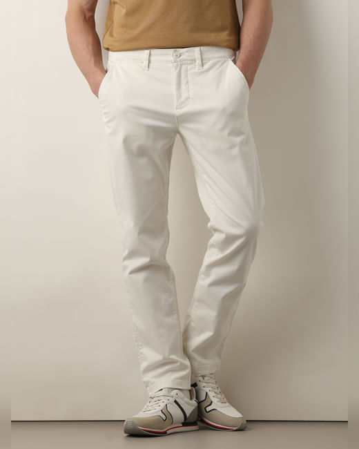 White Mid Rise Slim Fit Chinos