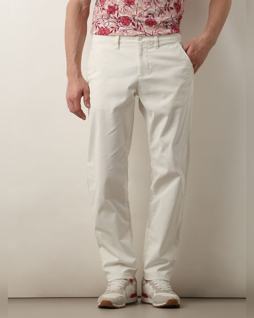 White Mid Rise Straight Fit Chinos